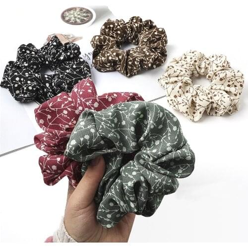 Women Vintage Hair Scrunchie Floral Hair Rope Girls Elastic Hair Band Ponytail Holder Cute Rubber Band Hair Accessories Oversize