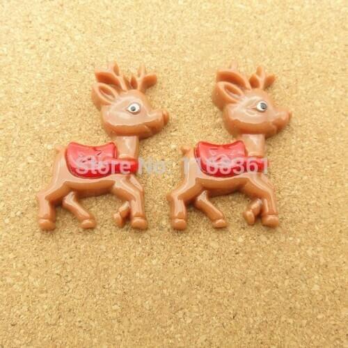 1pcs/lot Flat back resin simulation Christmas running Sika deer 29mm Cabochons Scrapbook for DIY phone case decoration C117-9