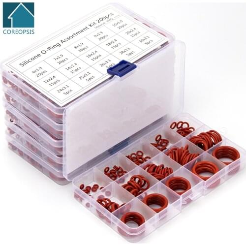 150pcs 225pcs PCP Paintball Silicone VMQ Sealing O-rings OD 6mm-35mm CS 1mm 1.5mm 1.9mm 2.4mm 3.1mm Red Gasket Replacements S11