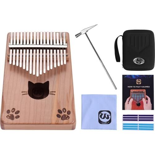 17 key Kalimba Walter.t WK-17MS Thumb Piano Mbira Maple Wood with Carry Bag Tuning Hammer Cleaning Cloth Stickers Musical Gift