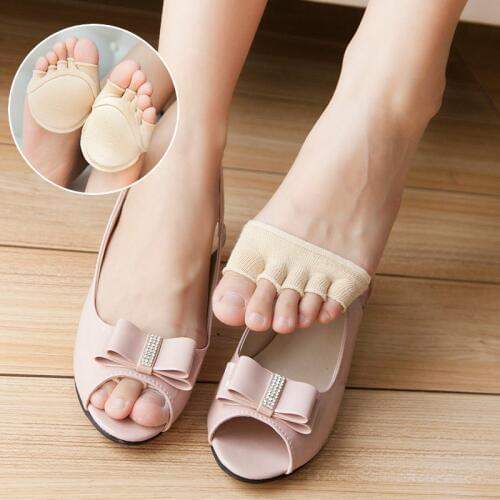 2 Pairs Five Finger Toe Foot Care Socks Summer Invisible Padded Half Foot Socks dg88