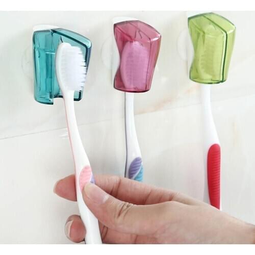 3Pcs Bathroom Wall Mount Suction Cup Toothbrush Holder Rack Dustproof Cap Cover Suction Cup Holder Toothbrush Organizer