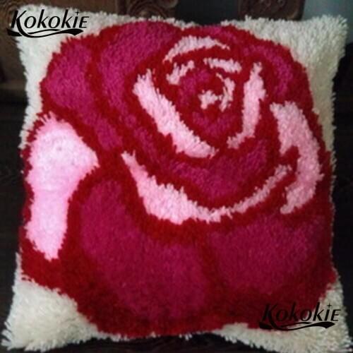 3d latch hook flowers carpet printed cotton embroidery yarn cushion Patchwork Pillowcase Cross stitch sets sale diy needlework