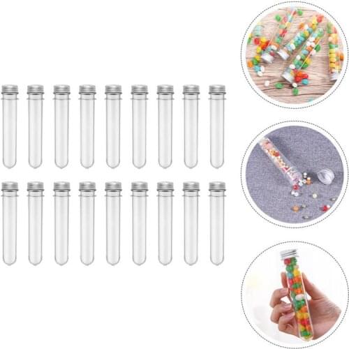 50Pcs 45ml PET Test Tube Bottles Bath Salt Bottles Candy Jars 45ml Transparent Cylindrical Pet Tube Bottle (Transparent)