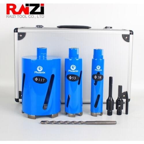 Raizi M16 Diamond Core Drill Bit Hole Saw For Concrete 38/53/117 mm Drilling Bits Set Wall Tap Water Air Condition Drill Tool