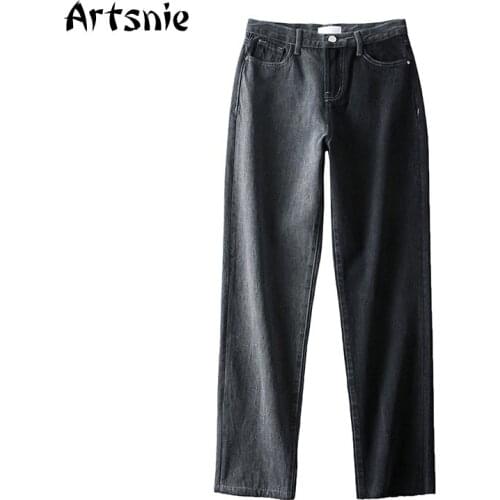 Artsnie Spring 2021 High Waist Denim Pants Women Streetwear Casual Patchwork Boyfriend Jeans Ladies Vintage Straight Pants Femme