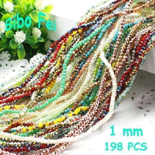 Free shipping multi color 1mm 198PCS Glass Czech crystal beads, wheel beads,transit beads,bracelet necklace Jewelry Making DIY