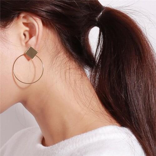 Gold Silver Color Metal Big Circle Stud Earrings For Women 2018 Trendy Brand Simple Design Geometric Earrings Minimalism Jewelry