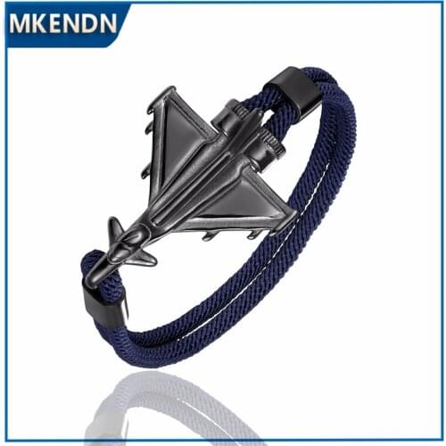 MKENDN Aviation Airplane Stainless Steel Bracelet Travel Aircraft Jewelry Flight Attendant Cabin crew Gift For Men Stewardess