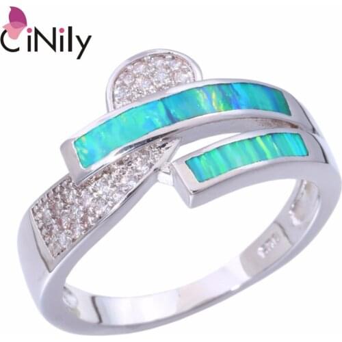 CiNily Created Green Fire Opal Cubic Zirconia Silver Plated Wholesale Hot Sell Jewelry for Women Wedding Ring Size 6-9 OJ9260