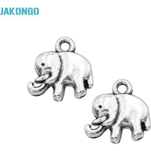 40pcs Elephant Charm Antique Silver Plated Zinc Alloy Charms Pendants for Jewelry Making DIY Handmade Craft 14x14mm