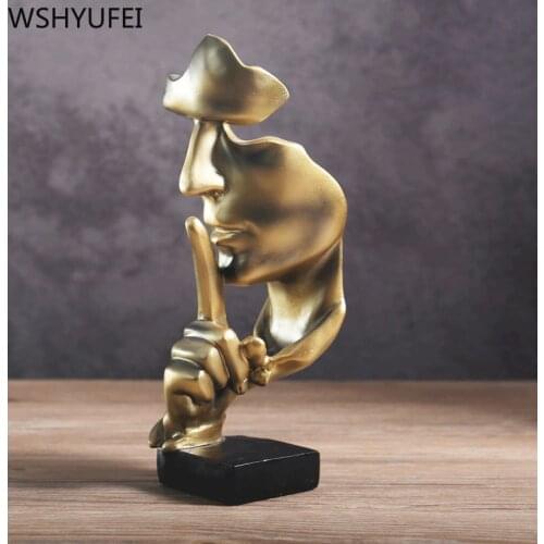 Home decoration thinker statue retro abstract character statue not listening speaking watching miniature sculpture desktop craft