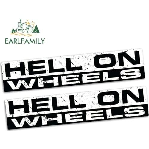 EARLFAMILY 15cm x 3.2cm HELL ON Funny Car Sticker Bike Decal Car Motorcycle Vinyl JDM Bumper 4x4 Race Helmet Decoration 2pcs