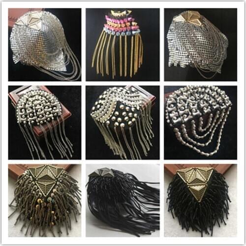 Handmade C99 epaulette jewelery tassel big shoulder brooch epaulet /epaulettes badge fitting accessories/pin