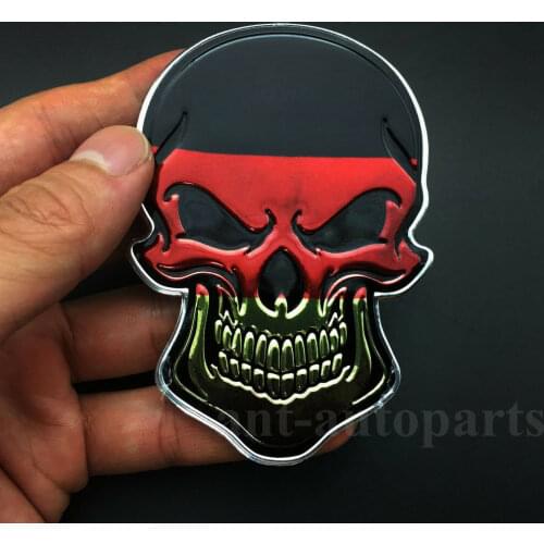 Germany Flag Skull Evil Car Auto Rear Trunk Body Decal Sticker Badge Emblem