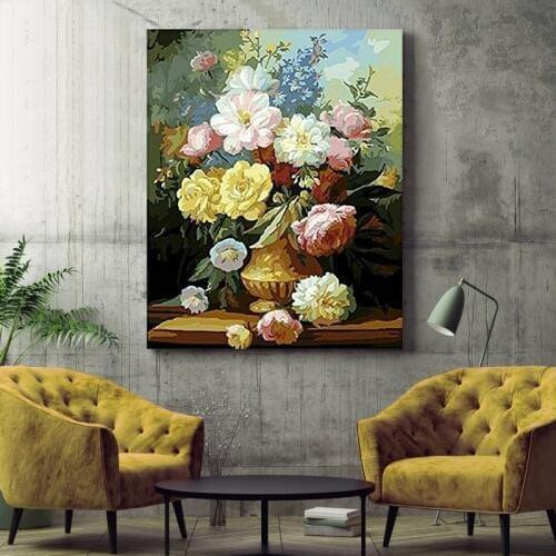 Vase flower, flower, landscape paint by number art painting by numbers Classical modern Classical flower window sill