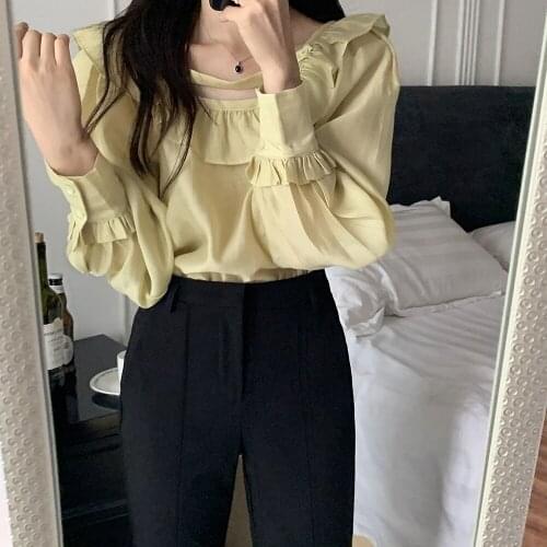 Alien Kitty Retro French Two Piece Set Full Sleeve Gentle Shirt Autumn Chic 2021 OL Women New Slim High Waist Split Casual Suits