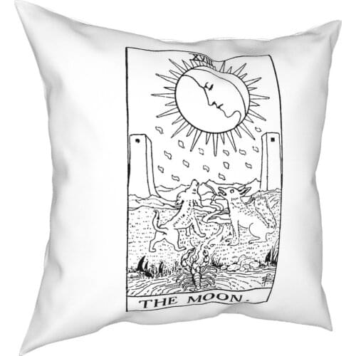 Moon Tarot Card Square Pillow Case Polyester Throw Pillow Fortune Witch Occult Pagan Vintage Vintage Pillowcase