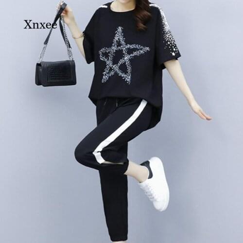 Summer Womens Two-Piece Fashion Casual Sportswear Ladies Jacket + Black Long Pants Suit