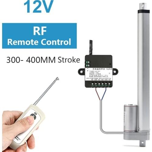 12V RF remote control linear actuator Metal gear 300mm 400mm stroke actuators with power supply for garage door window open