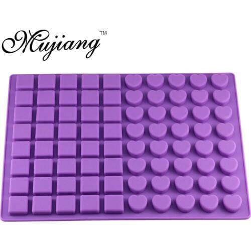 Mujiang 80 Cavity Silicone Gummy Square Heart Chocolate Mold Sugar Candy Jelly Molds Ice Tube Tray Mold Cake Decorating Tools