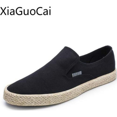 Black High Quality Mens Casual Loafers Breathable Solid Slip on Mens Canvas Shoes Soft Bottom Mens Sneakers
