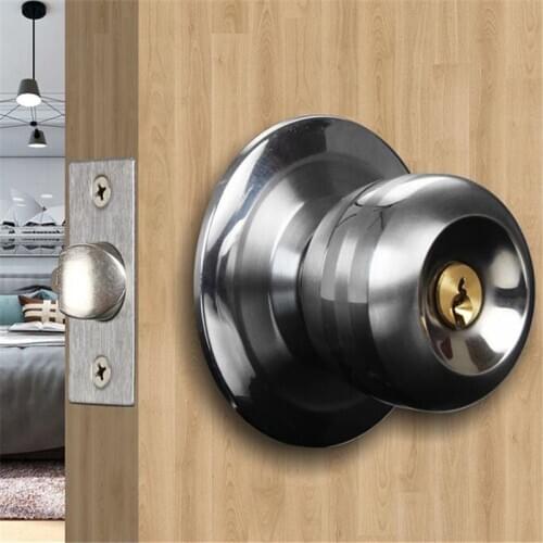 Home Door Hardware Supplies Round Ball Privacy Door Knob Set Bathroom Handle Lock With Key Home Tools