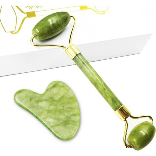 Jade Face Roller Gua Sha Set Facial Beauty Massage Body Neck Eye Massager Guasha Scraper Skin Care Tools