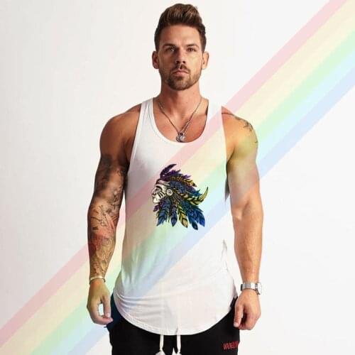 Chief Wore A Blue Indiana Headdress Comfortable Bodybuilding Tank Tops For Men Summer Gym Clothing Customized Vest Shirts