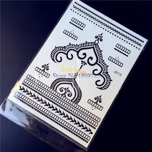 New 1PC Disposable Black Henna Tattoo Stickers HBJ213 Queen Crown Airbrush Design Leaf Chain Waterproof Temporary Tattoo Pastes