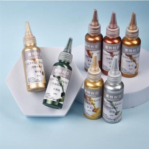 New 60ml Acrylic Paint Metallic Gold Silver Copper For Epoxy Resin Jewelry Making Plaster Doll Handmade DIY Colorant Pigment