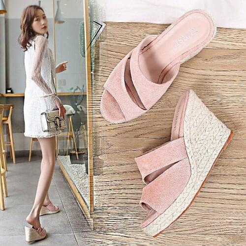 2021 Summer New Wedge Sandals For Womens With Suede Hemp Rope Weaving High Heels