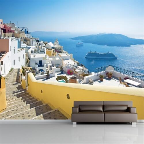 Beibehang custom wallpaper 3d mural papel de parede para quarto Greek Aegean Mediterranean-style living room bedroom 3d wallpape
