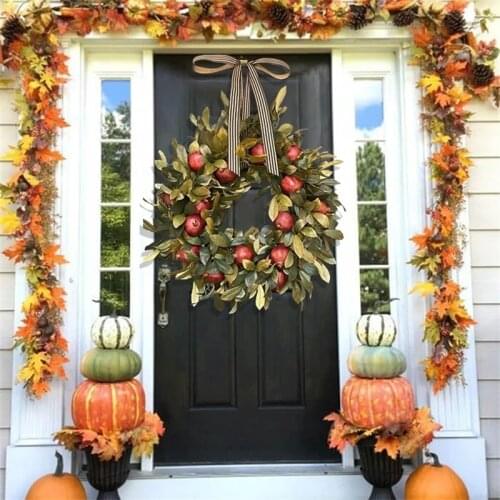 Fall wreath Pomegranate Wreath Front Door Hanging Ornament Realistic Garland Thanksgiving Party Festival Decor In Stock