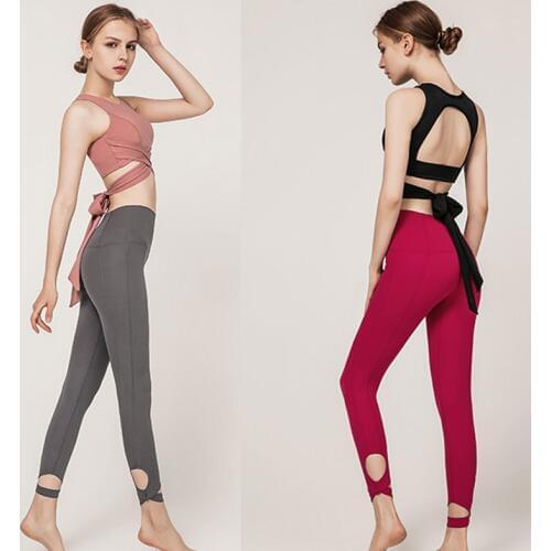 Sexy Seamless Yoga Tops Pants Women Pilates Set Gym Fitness Sportwear Running Workout Vest Pant Sleeveless Sport Bra Suit