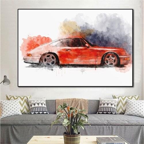 GULF 964 Carrera RS Coupe Poster Vintage Classic Racing Car Print On Canvas Painting Home Decor Wall Art Picture For Living Room