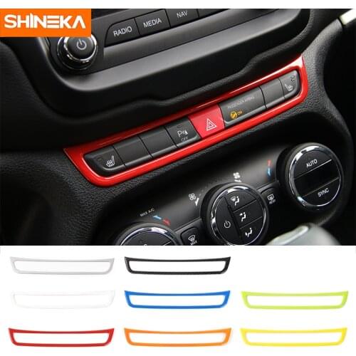 SHINEKA Car Enmergency Light Lamp Swtich Button Decoration Cover Ring Frame for Jeep Renegade 2015+ Interior Accessories