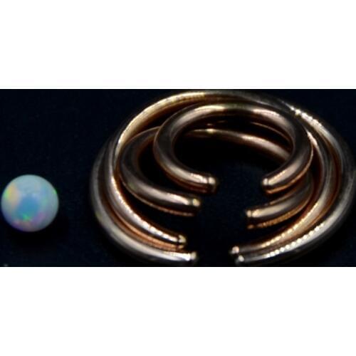Showlove 1Pcs Surgical Steel Rose Gold With Opal Stone Captive Bead Closer Ring Body Piercing Jewelry-16G