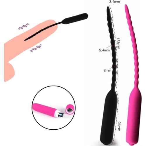 Silicone Vibrating Penis Urethral Catheter Masturbator Male Penis Orgasm Device Penis Dilatator Plug Sex Products Toys For Men