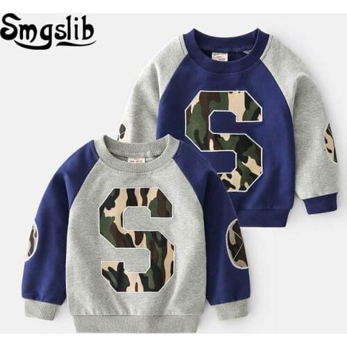 Smgslib Kids Spring Cartoon Camouflage Sweatshirts for Boys Childrens Clothing Baby Toddler Cotton Top Clothes Boy Outerwear