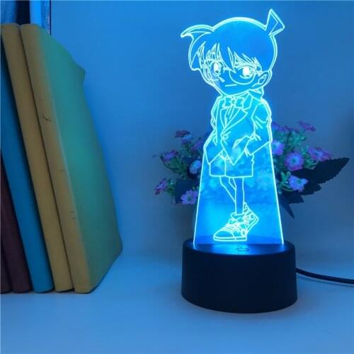 Detective Conan Plug In LED Night Running Light Club Home Atmosphere Decor 3D Desk Lamp Kids Fans Favorite Gift Nightlight