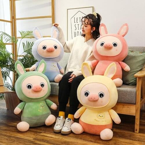 Piggy Rabbit Plush Stuffed Soft Toys Sleeping Cartoon Bunny Pillow Animals Children Girlfriend Birthday Gift Kawaii Room Decor
