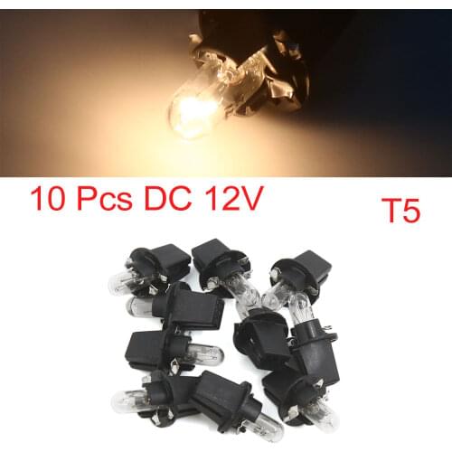 Uxcell 10pcs DC 12V 1.2W T5 Incandescent Dashboard Light Yellow for Car Internal