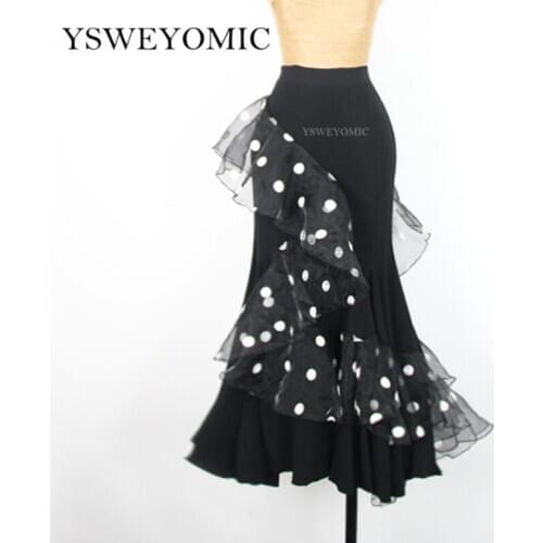 Women Girls Ballroom Dance Skirt Long Swing Modern Standard Waltz Competition Dance Dress Half Dance Latin Tango Skirts