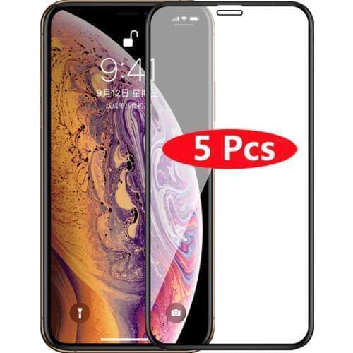 5Pcs Full Cover Tempered Glass for iPhone 11 12 Pro Max 6 6s 7 8 Plus Screen Protector for iPhone 12 Mini X XS Max XR 5 5s SE