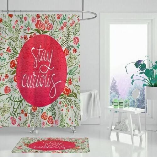 Plant Series Shower Curtain For Bathroom Waterproof Polyester Shower Curtain Print Flowers Butterflies Shower Curtain With Hooks