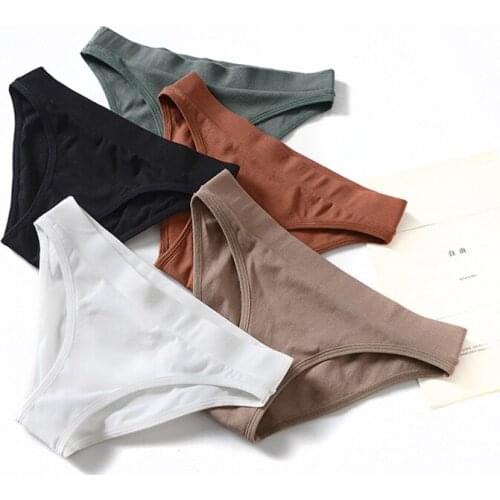 Women Panties G String High Elasticity Cotton Briefs Thong Mid-Waist Underwear Soft Undies Female Panty Dropshipping Size S-XL