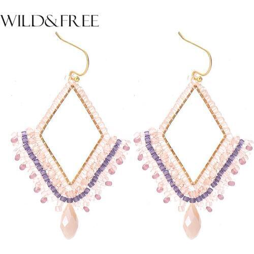 Hand Made Beaded Tassel Earrings For Women Bohemia Glass Beads Pendientes Dangle Drop Earrings Ethnic Jewelry Brincos 2017