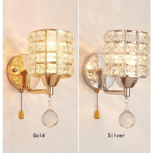 1 pcs Large pull switch crystal wall lamps indoor lighting for hotel bedroom hanging lights corridor light Wall Lights For Home