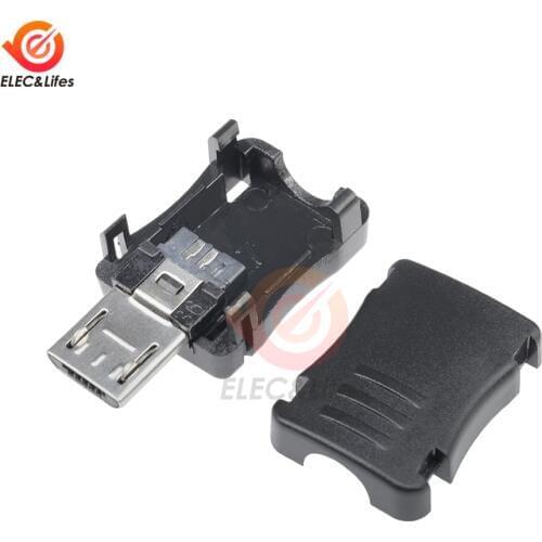 10Sets Micro USB Male Plug Connectors 5-Pin 5Pins Connector DIY Kit w/ Covers Black
